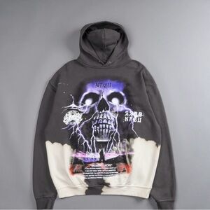 Darc Sport Memento Mori “Through Our Eyes” Wolf Gray Acid Wash Hoodie Size Large